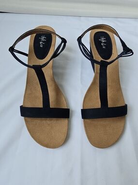 Style & Co. Mulan Wedge Sandals – Navy Blue (T-Strap)